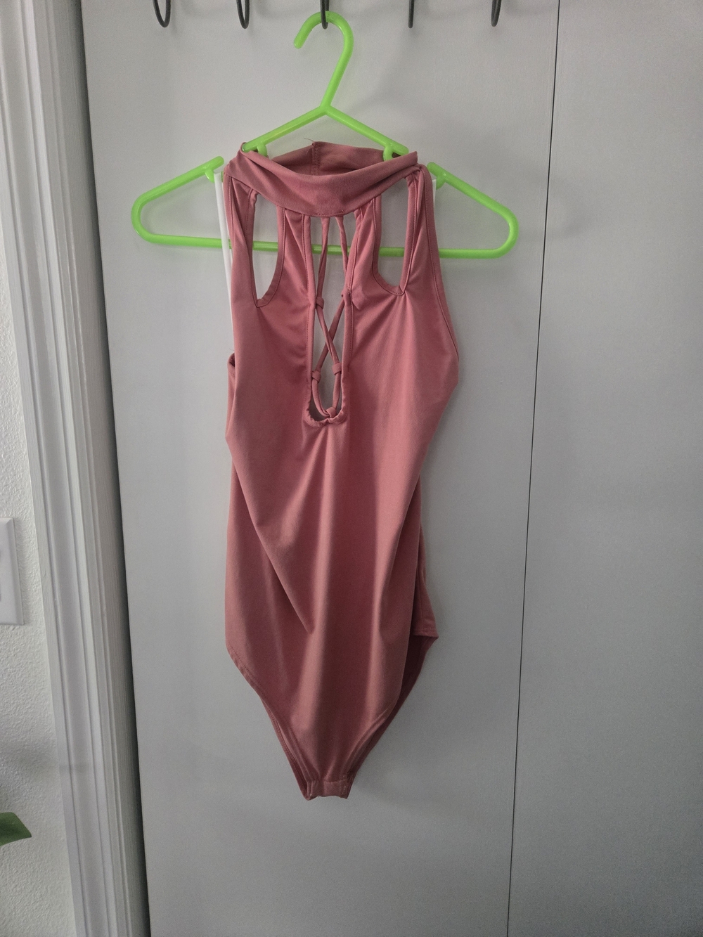 See You Monday Mauve Pink Lace-Back Bodysuit